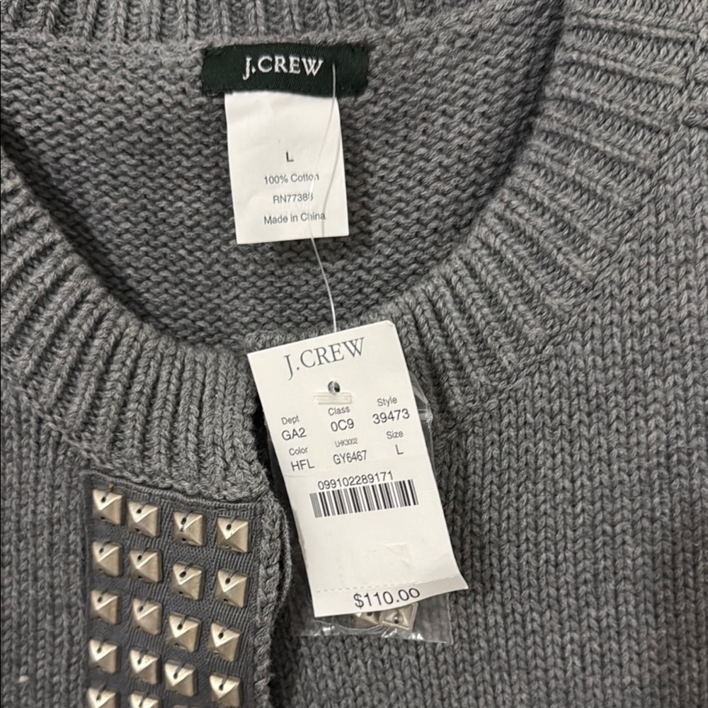J. Crew Gray Cardigan with Studded Detail - Picture 2 of 5